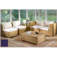 Oxford Furniture Set Honey with Half Panama Cushions Blue