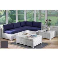 Oxford Furniture Set White with Half Panama Cushions Grey