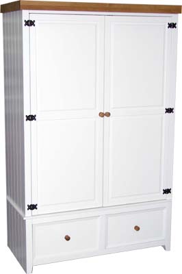 Pine 2 Door 2 Drawer Wardrobe Capri Value