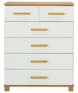 4 Wide 2 Narrow Drawer Chest - Ivory Oak