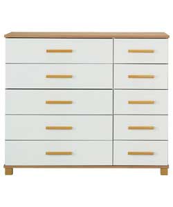 5 Wide 5 Narrow Drawer Chest - Ivory Oak