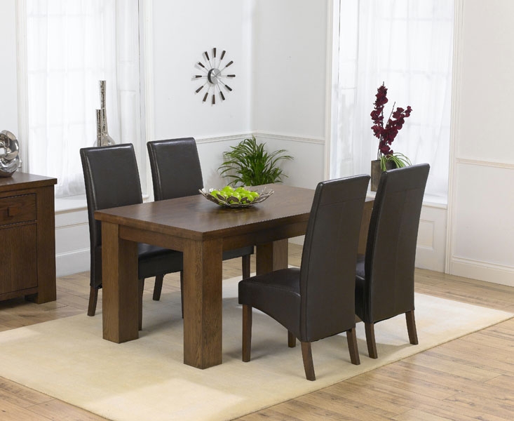 Dark Oak Dining Table 150cm and 4