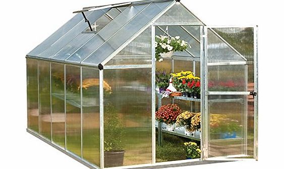 Palram Mythos 6X10 Greenhouse - TwinWall Polycarbonate amp; Silver Aluminium, Base included