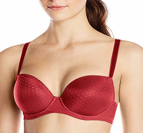 Panache  Womens Porcelain Grace Low Front Moulded T-Shirt Plain Everyday Bra, Red (Scarlet), 34D