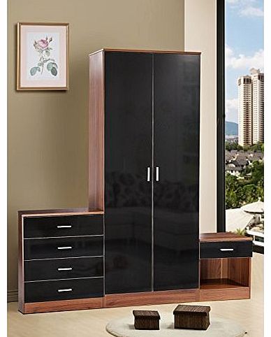 High Gloss Black trio Bedroom Set