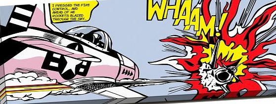 Panther Print Framed Canvas Roy Lichtenstein Whaam! Dogfight Pop Art Print (76 x 41cm / 30 x 16``)