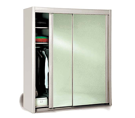 Carla Sliding Double Mirrored Wardrobe in White