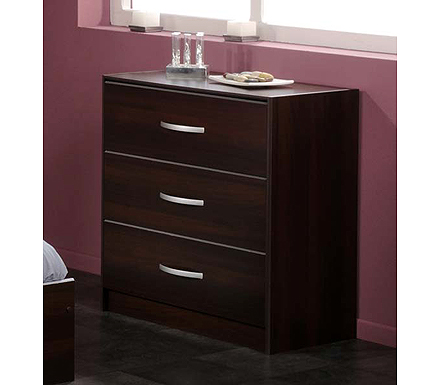 Clearance - Evia 3 Drawer Chest in Dark Walnut