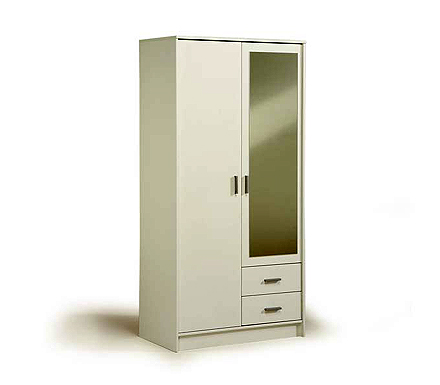 Inigo Mirrored Double Wardrobe in White