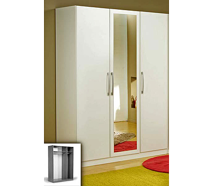 Jade 3 Door Mirrored Wardrobe in White