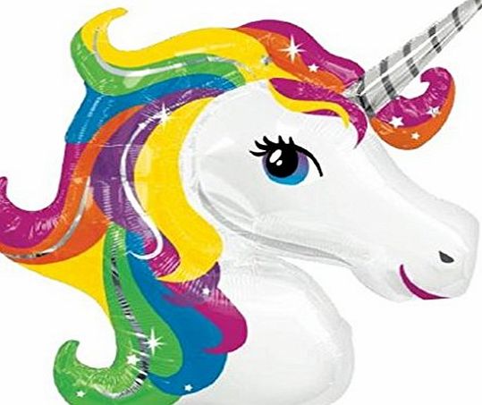 Party2u 1 X Unicorn Head Helium Foil Balloon Supershape 38`` X 38``