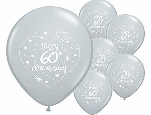 10 X 60TH DIAMOND WEDDING ANNIVERSARY HELIUM QUALITY 11``BALLOONS (PA)