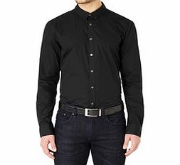 Navy pure cotton slim-fit shirt