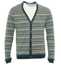 Grey Stripe Button Fastening Cardigan