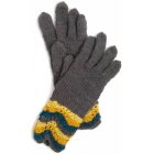 People Tree Fan Eyelet Stripe Gloves - Yellow