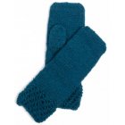 Open Knit Mittens - Teal