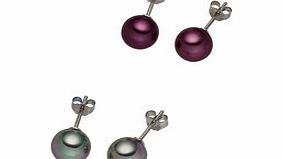 0.85cm purple Tahitian pearl stud set