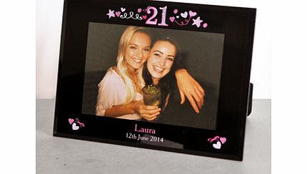 Personalised 21st Birthday Black Glass 5x7 Frame