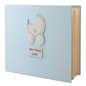 Baby Photo Album - Blue Felt Pram