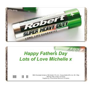 Personalised Batteries Chocolate Bar