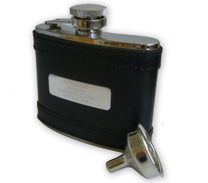 Black Leather Hip Flask