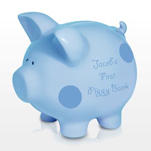 Blue Polka Dot Piggy Bank