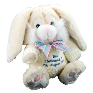 Cream Bunny with Blue Thread