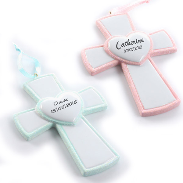 Personalised Cross Hanging Ornament Pink Cross