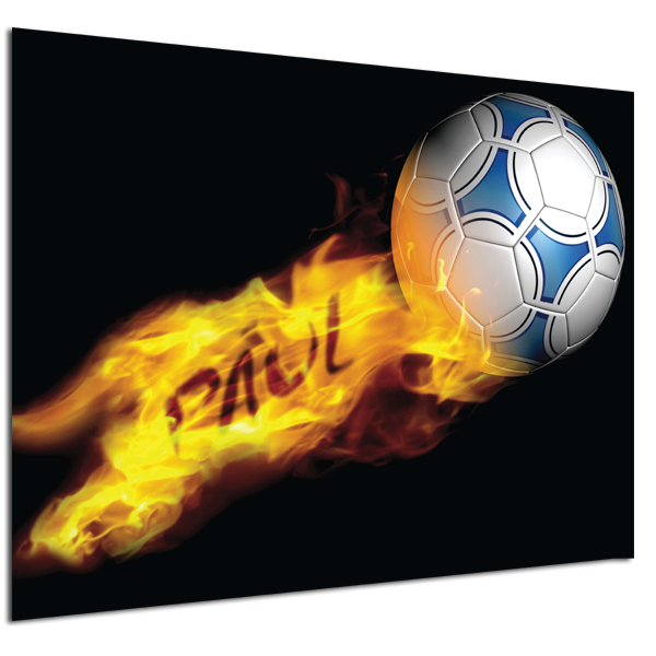 Flaming Football Poster - Gold Frame