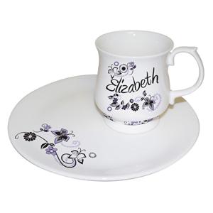 Flower Pattern Mug And Tray