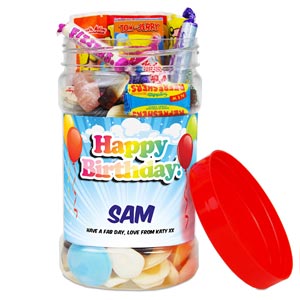 Happy Birthday Medium Retro Sweet Jar