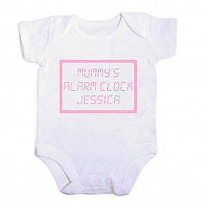 Pink Alarm Clock Baby Vest