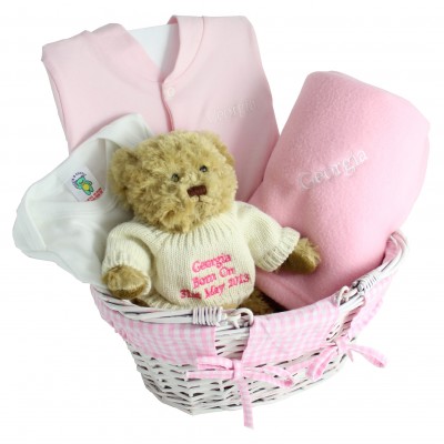 Personalised Pink Baby Hamper