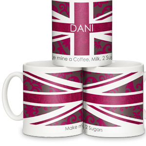 Personalised Pink Union Jack Flag Mug