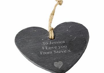 Personalised Slate Hanging Heart Heart Motif