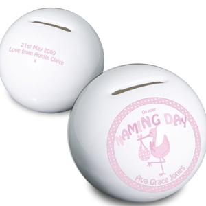 Stork Pink Naming Moneybox