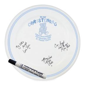 Teddy Blue Christening Message Plate