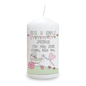 Whimsical Pram Its a Girl Candle