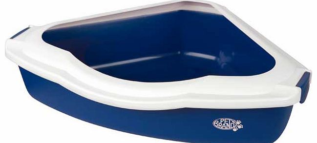 Corner Cat Litter Tray with Rim - Blue