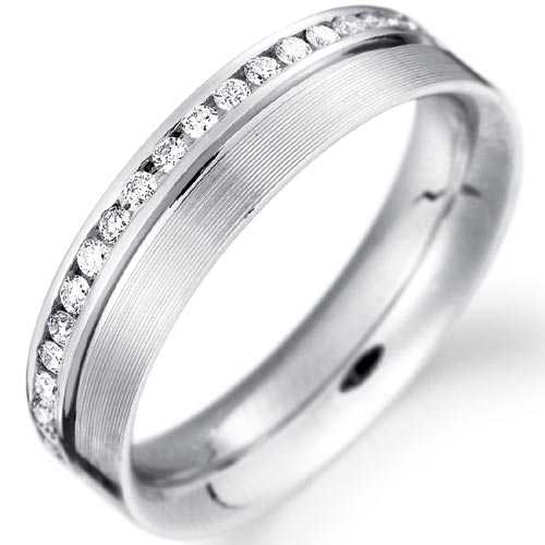 5mm Full Etolie Diamond Set Wedding Band In 18 Carat White Gold