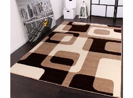 Designer Rug Retro Design Brown Beige Cream 190x280 cm