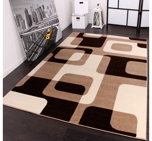 Designer Rug Retro Design Brown Beige Cream 240x320 cm