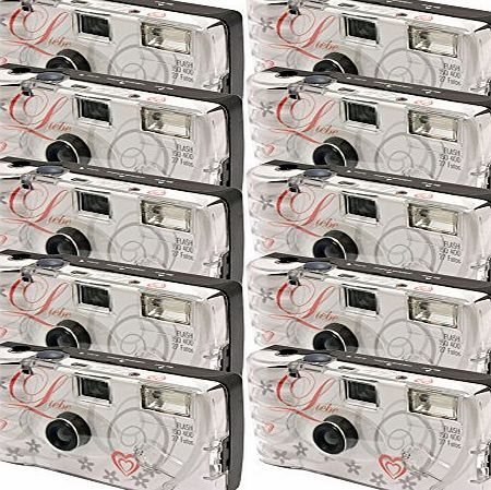 Photo Porst 10x Disposable Camera / Wedding Camera Top Shot white / 27 Photos / Flash / 10 Pack)