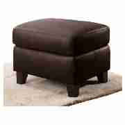 Leather Footstool, Chocolate