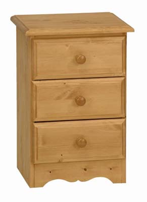 PINE 3 DRAWER BEDSIDE MENDIP