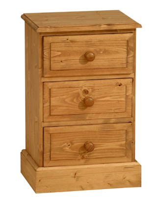 PINE 3 DRAWER BEDSIDE