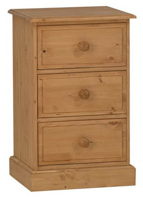 PINE 3 DRAWER LG BEDSIDE