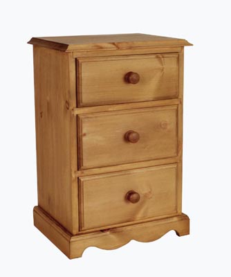 pine BEDSIDE 3 DRAWER COTTAGE