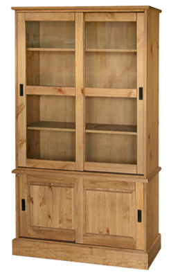 pine BOOKCASE GLAZED 2 DOOR COTSWOLD