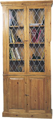 pine BOOKCASE LEADED LIGHT GLAZED